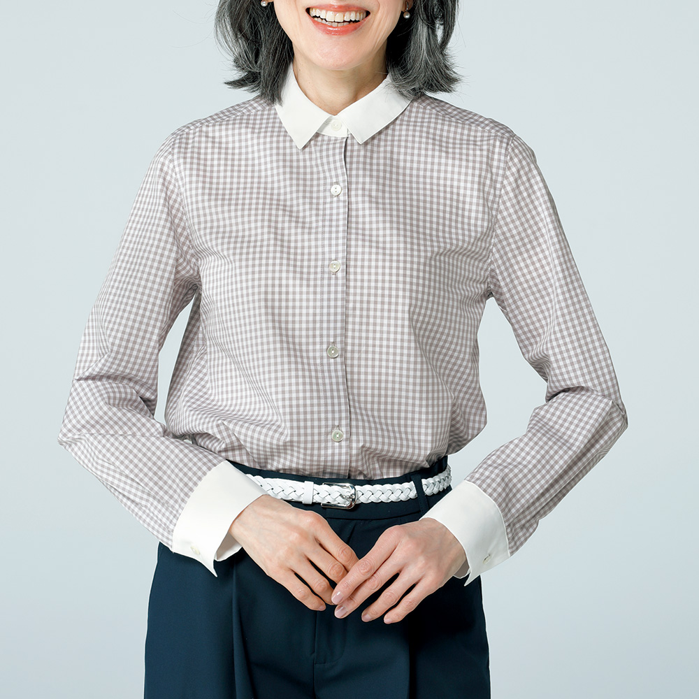 ギンガムチェック･クレリックシャツ