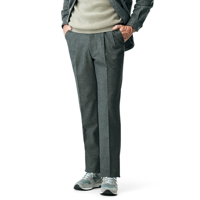 石津謙介 新・大人の真定番・洗えるウール混・フラノスラックス