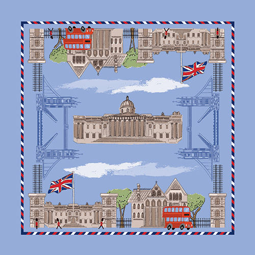 リング付きシルクスカーフ/ロンドンの街並み