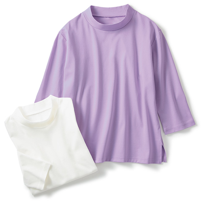 超長綿セミハイネックプルオーバー／2色セット