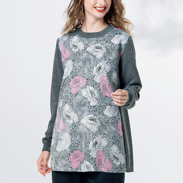 シルクウール使いニットプルオーバー