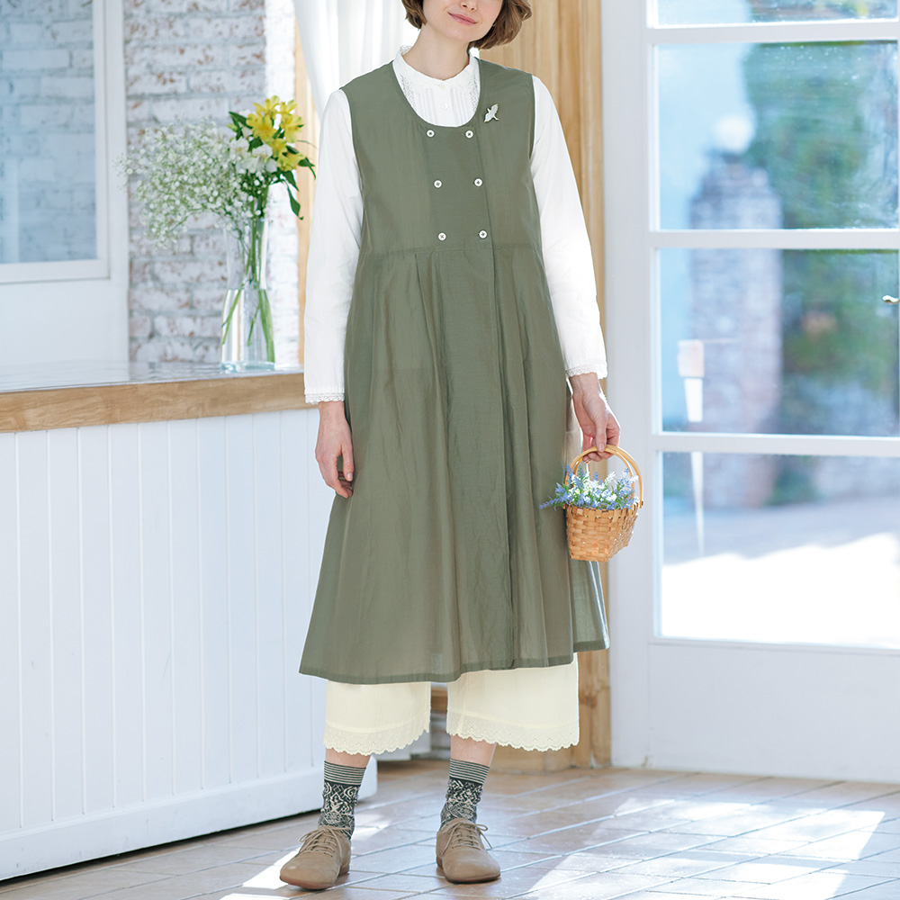 洗えるコットンシルクロングベスト