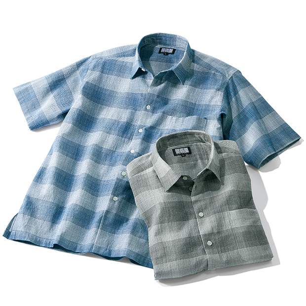 スペック染めオーガニックコットン･五分袖シャツ