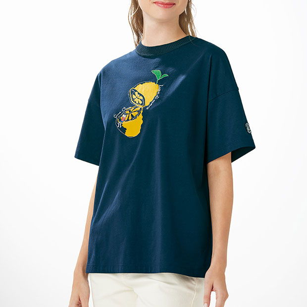 ニット襟ぐりデザインTシャツ
