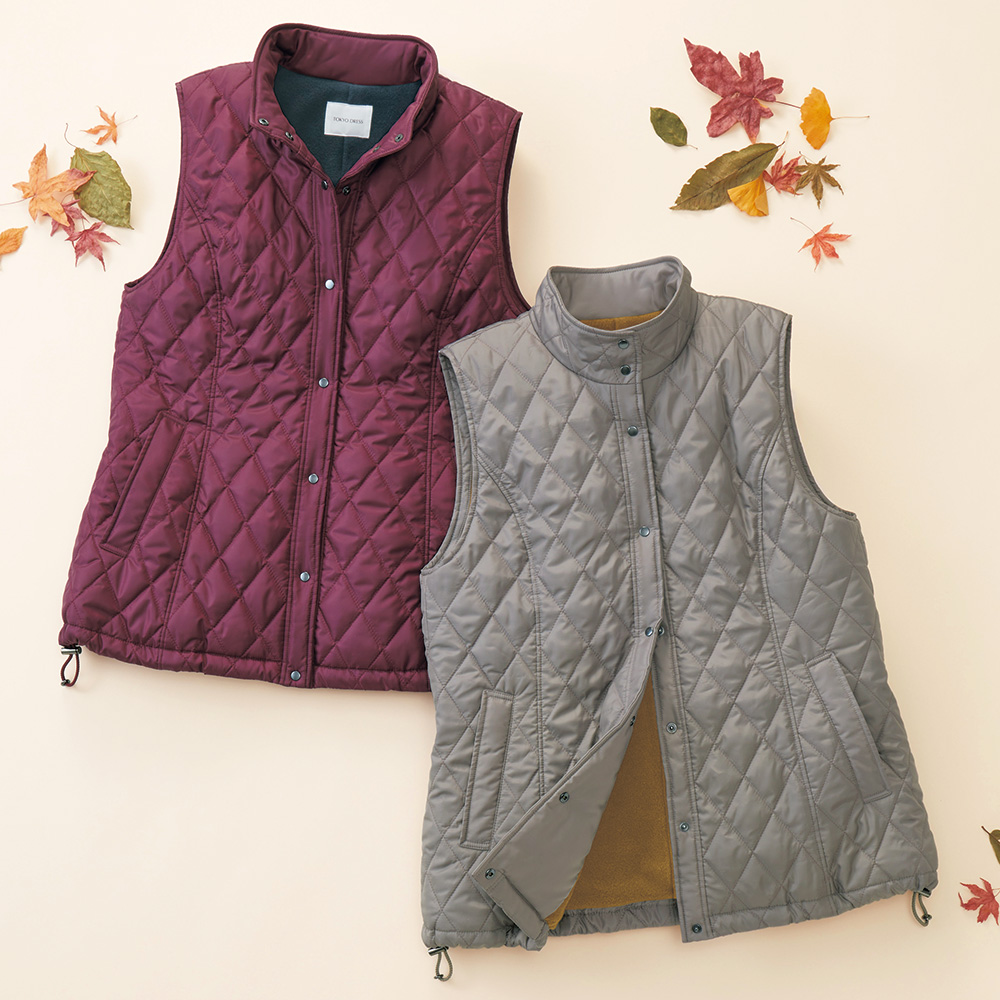 裏フリースキルティングベスト