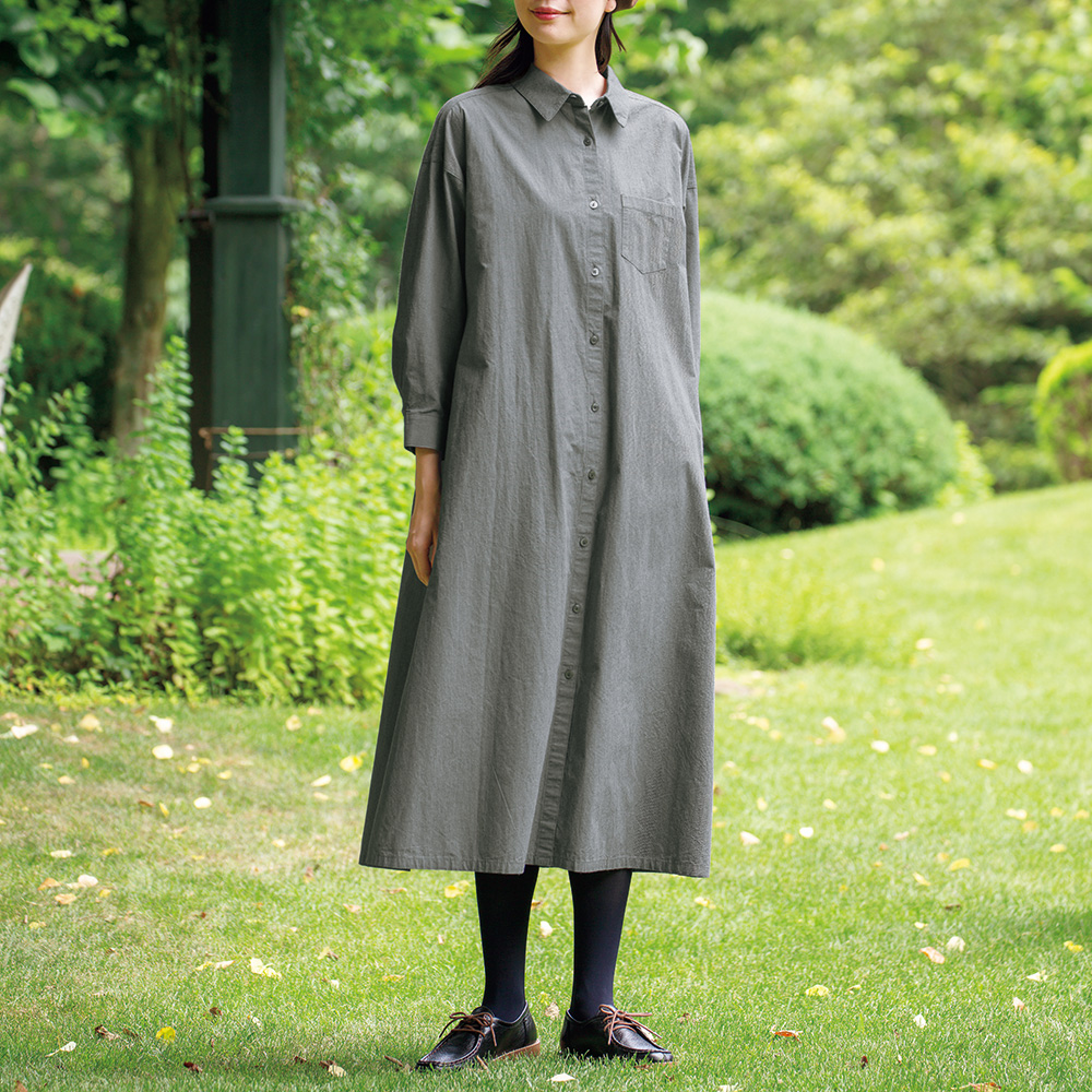 リップルボイルシャツワンピース