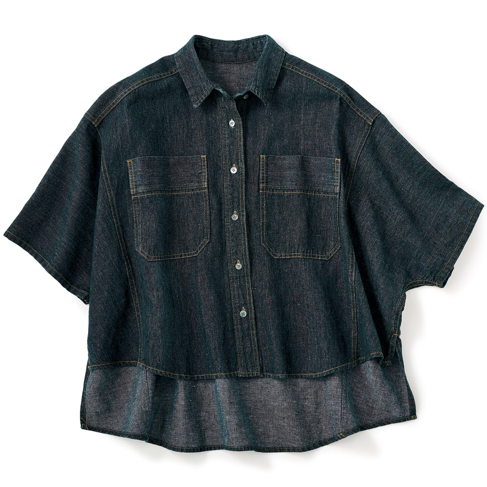 コットンリネンデニムシャツ