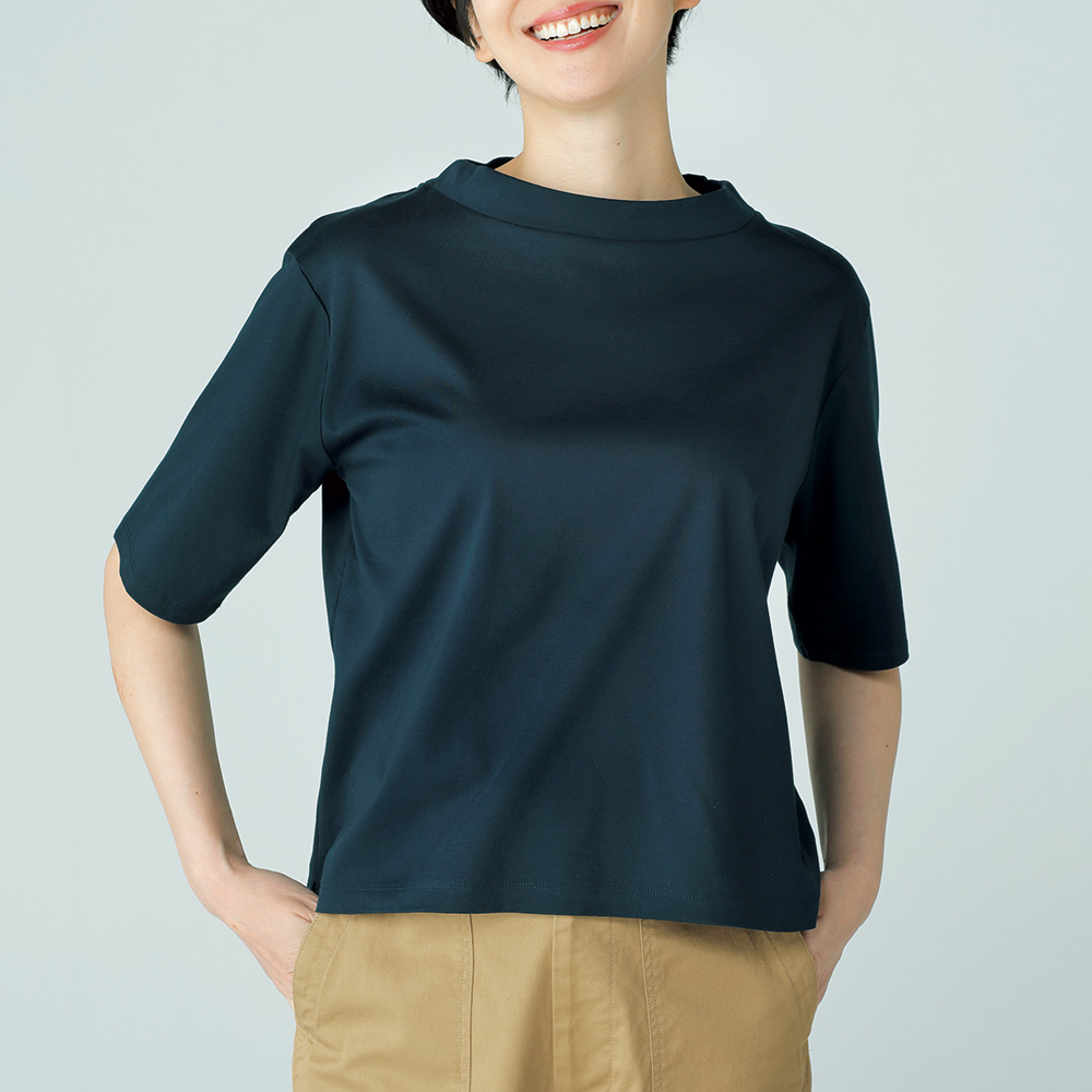 ハイネックコットンTシャツ／当社限定モデル