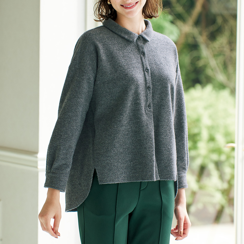ウール混鹿の子ブラウス