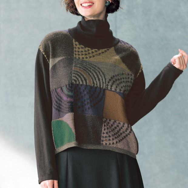 インターシャハイネックプルオーバー