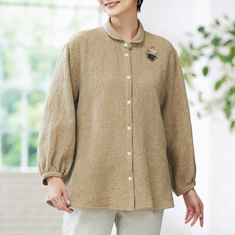 ウール麻綿フレアーブラウザー