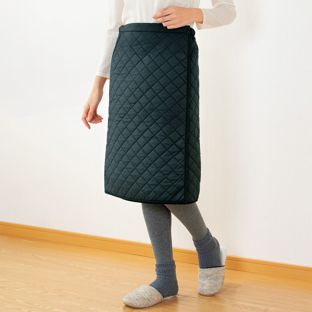 羊毛キルティング･ロング巻きスカート