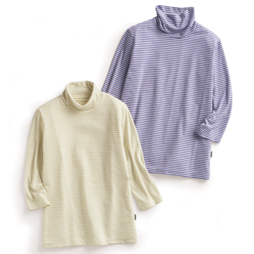 ボーダータートルネック七分袖プルオーバー/当社限定モデル