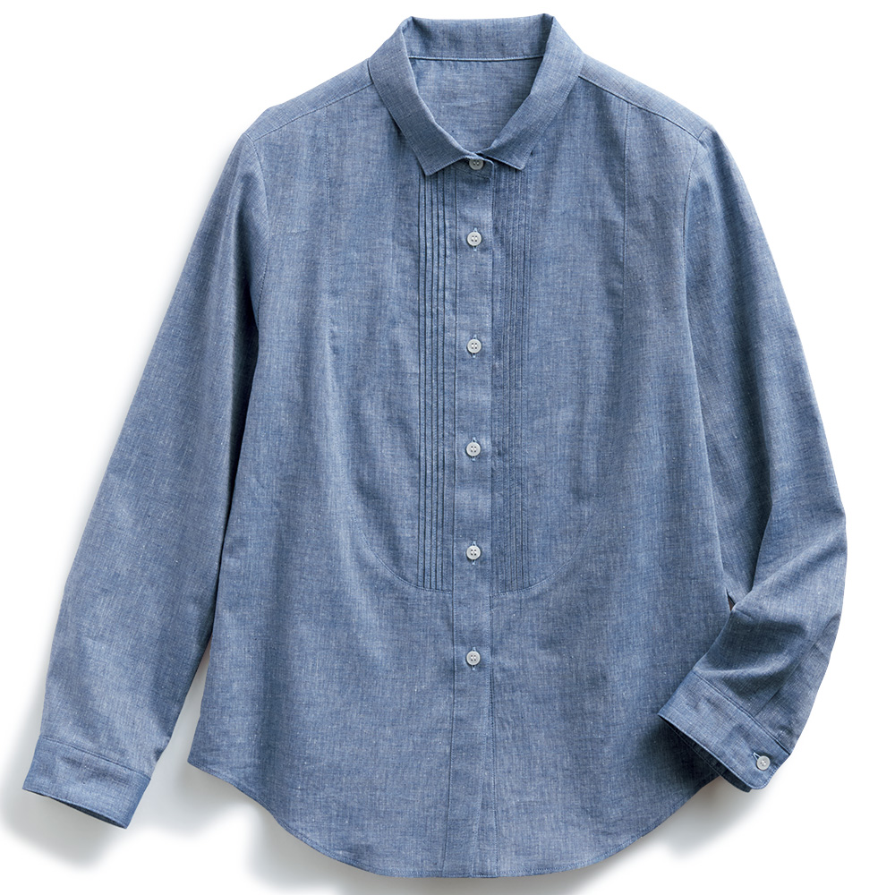 ピンタック使いダンガリーシャツ