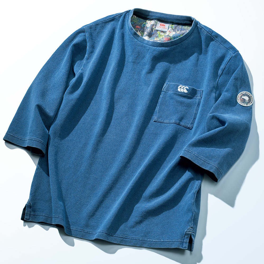 インディゴソリッド･七分袖リラックスTシャツ