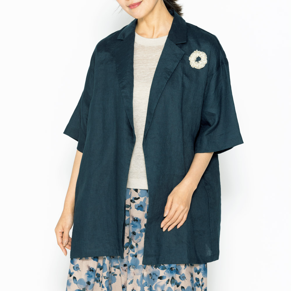 リネンハーフスリーブジャケット