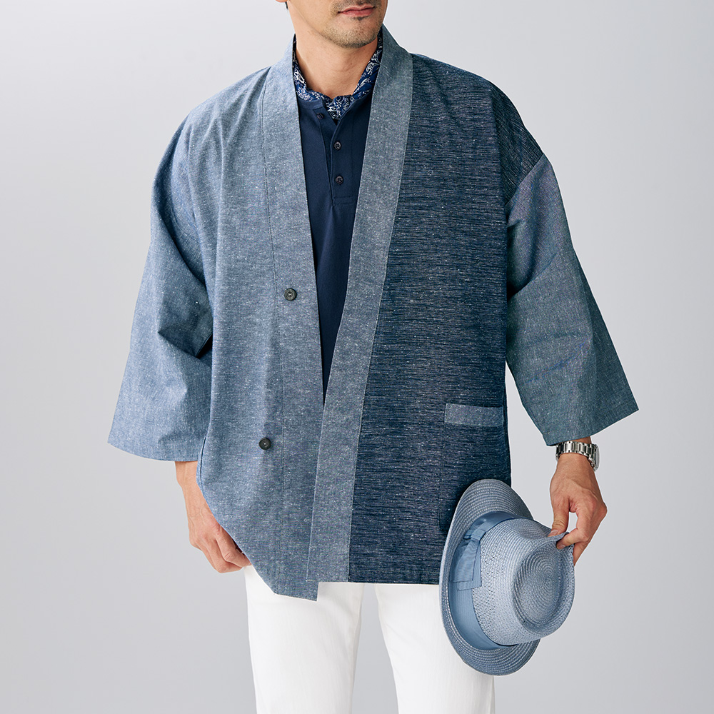 久留米織りの作務衣風セットアップ