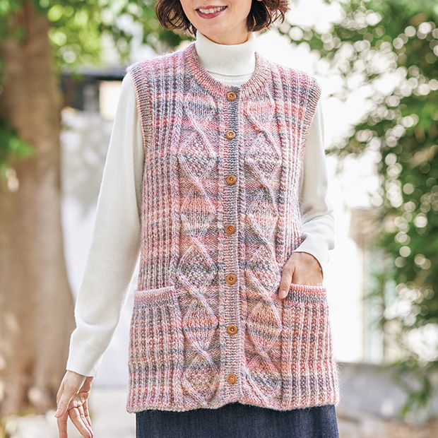 手編み婦人用ロングベスト