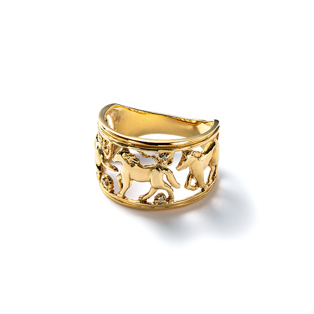 ダイヤ入りゴールドホースリング