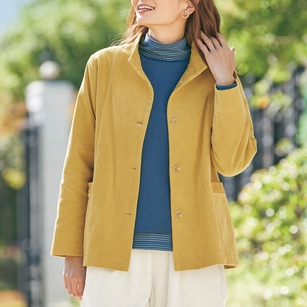 ドビー織りコーデュロイのジャケットコート