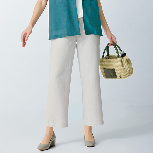 コットンリネン混ストレートパンツ