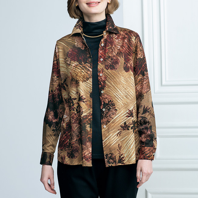 フラワープリントブラウス