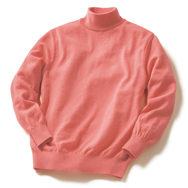 ピュアカシミヤ2色ミックスハイネックセーター