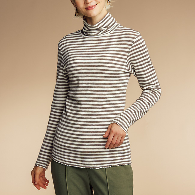 メリノウールウォッシャブルボーダープルオーバー