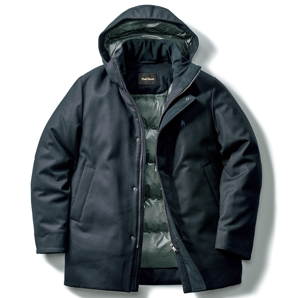 ウール混フランネル･シェルダウンジャケット