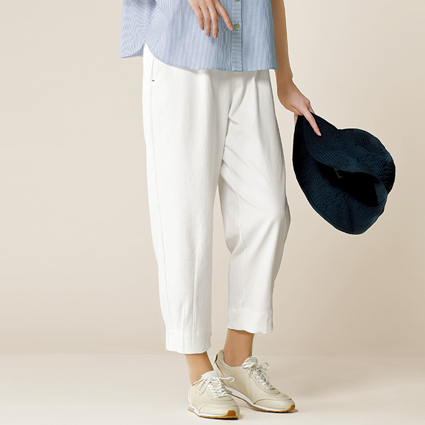 リネン混ドライオックスパンツ