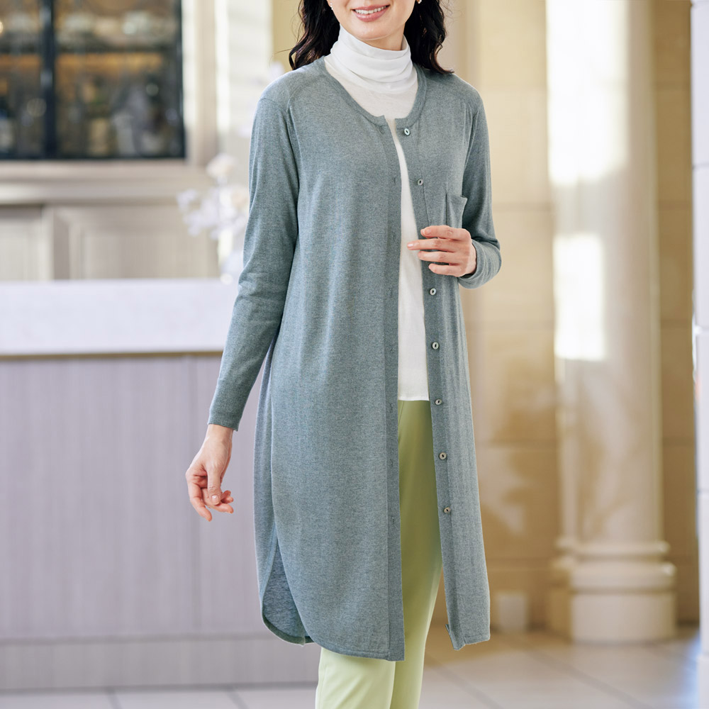 シルクカシミヤ・ニットロングシャツ