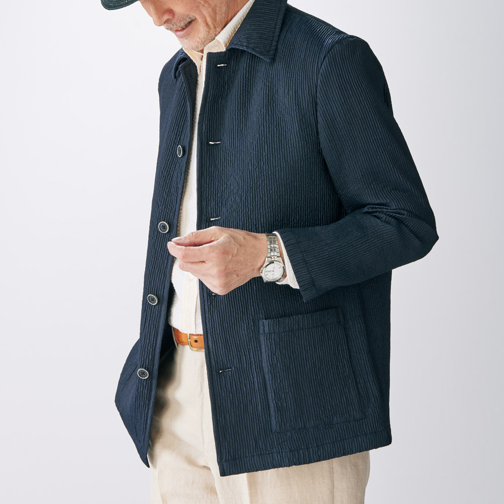 舶来サッカー生地で仕立てた老舗のB.D.シャツ