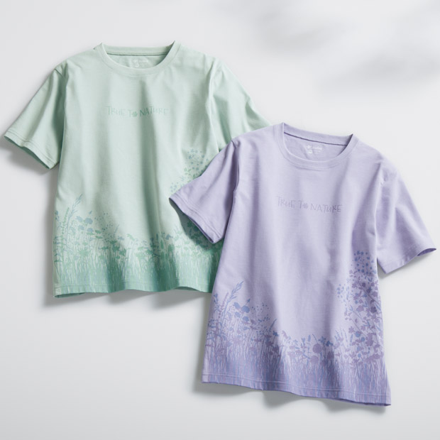 遮熱素材のフラワーTシャツ／2色セット