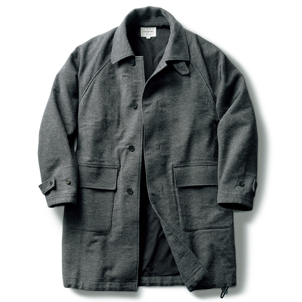 ビッグシルエット・ツイード調ロングコート