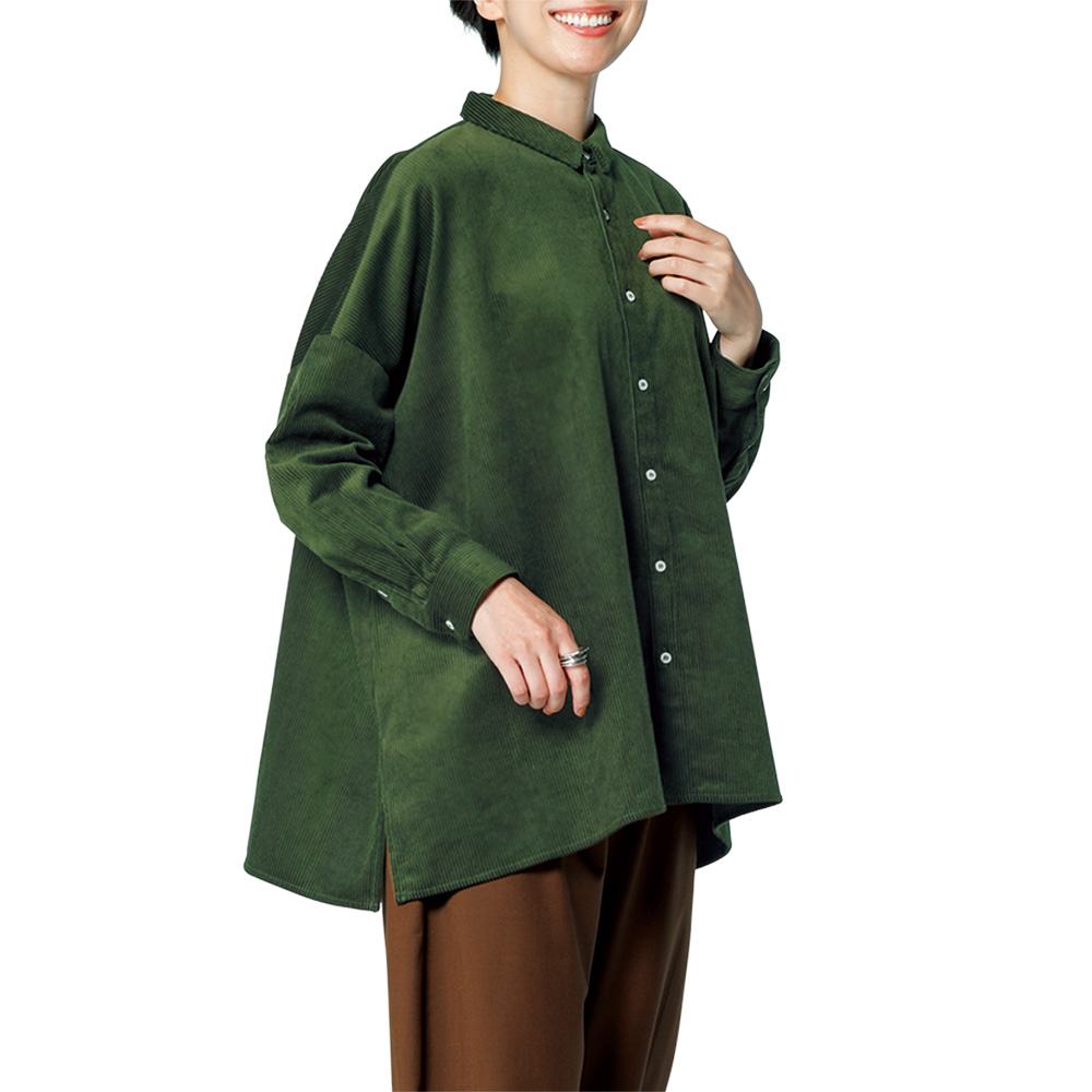 コーデュロイロングブラウス