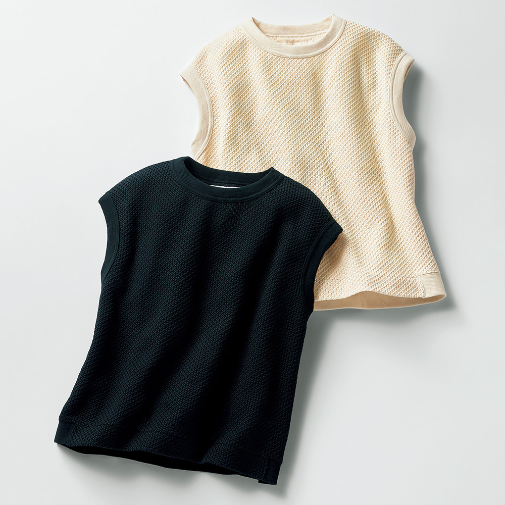 鹿の子編みフレンチスリーブプルオーバー