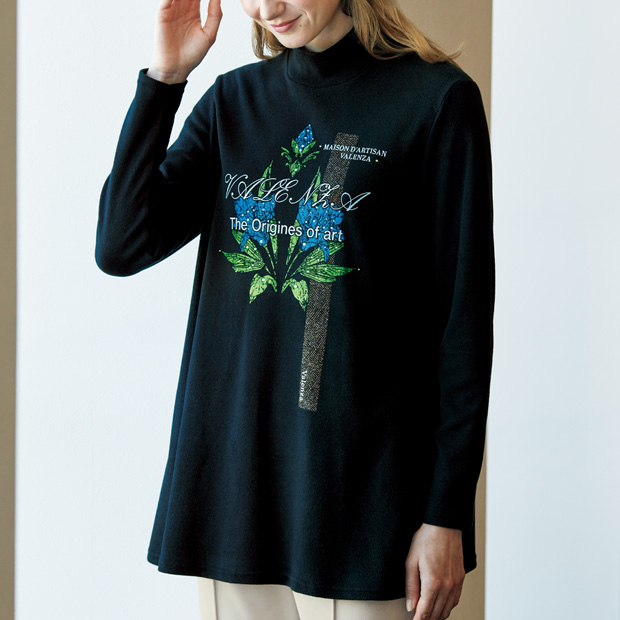 スワロフスキークリスタル付きプリントチュニック