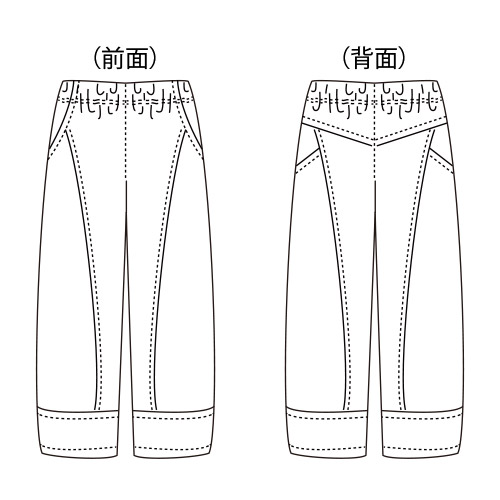 シアサッカーゆったりデザインパンツ