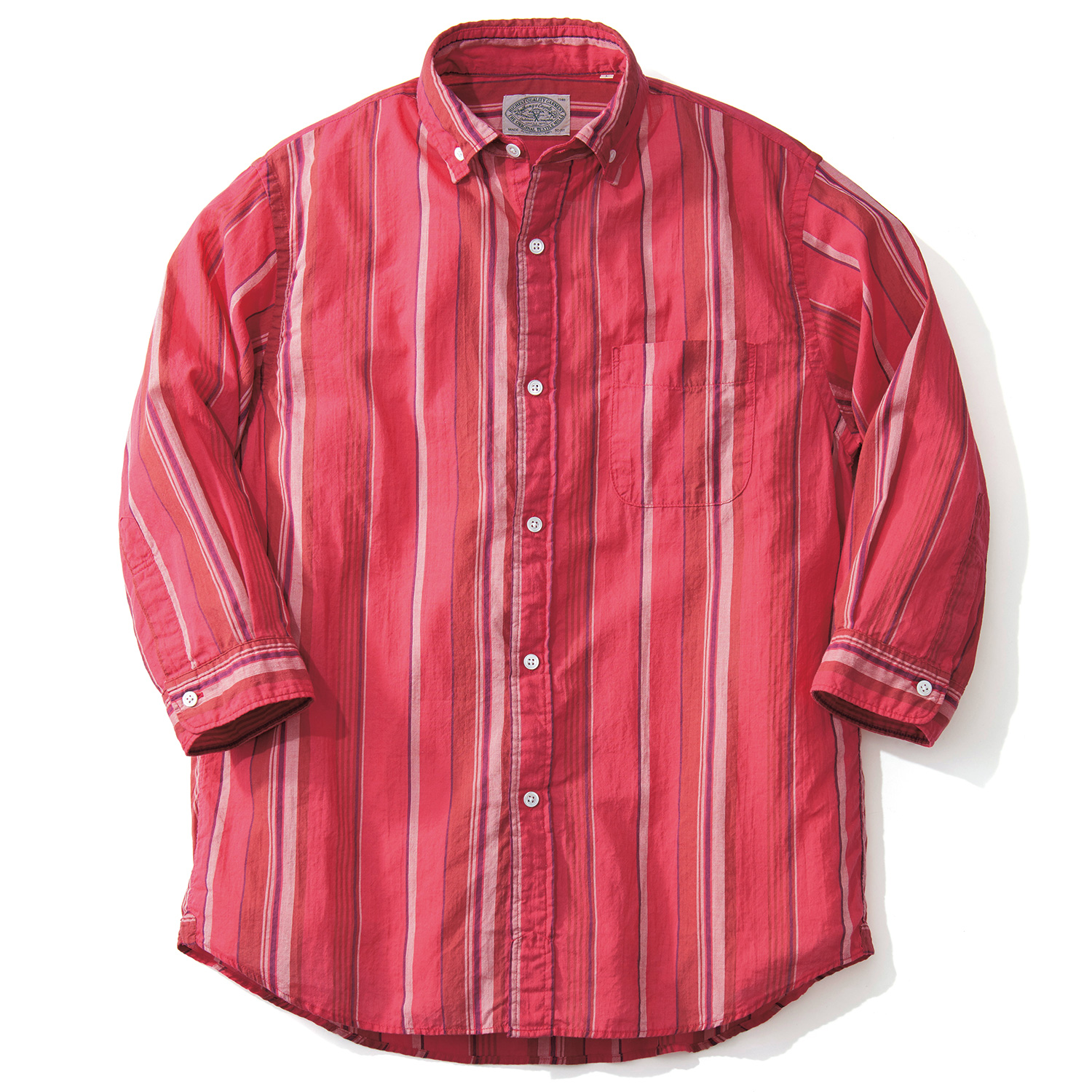 播州織綿ローン素材の七分袖シャツ