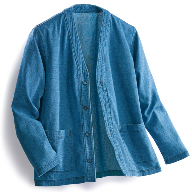 ブリーチドインディゴメッシュ･羽織り