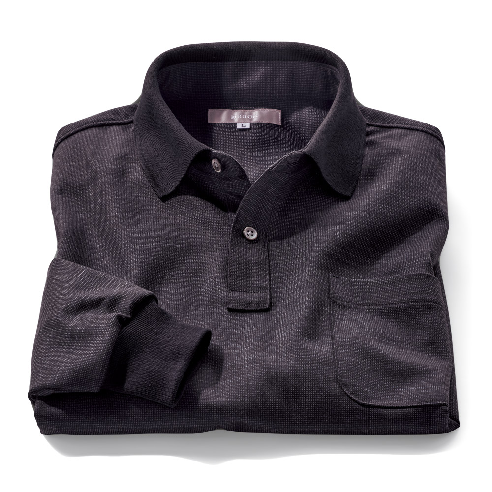 洗えるウール混モクロディ･長袖ポロシャツ