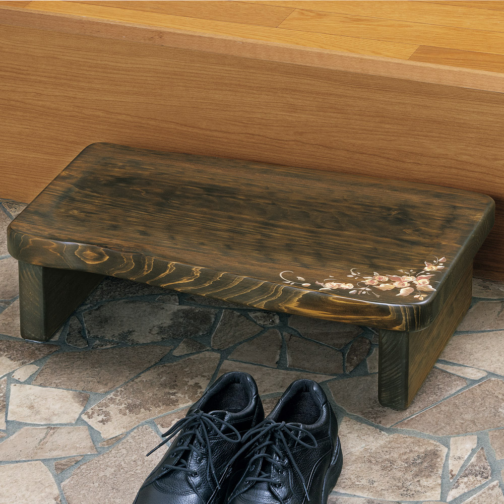 手描き絵付・霧島無垢桧玄関台