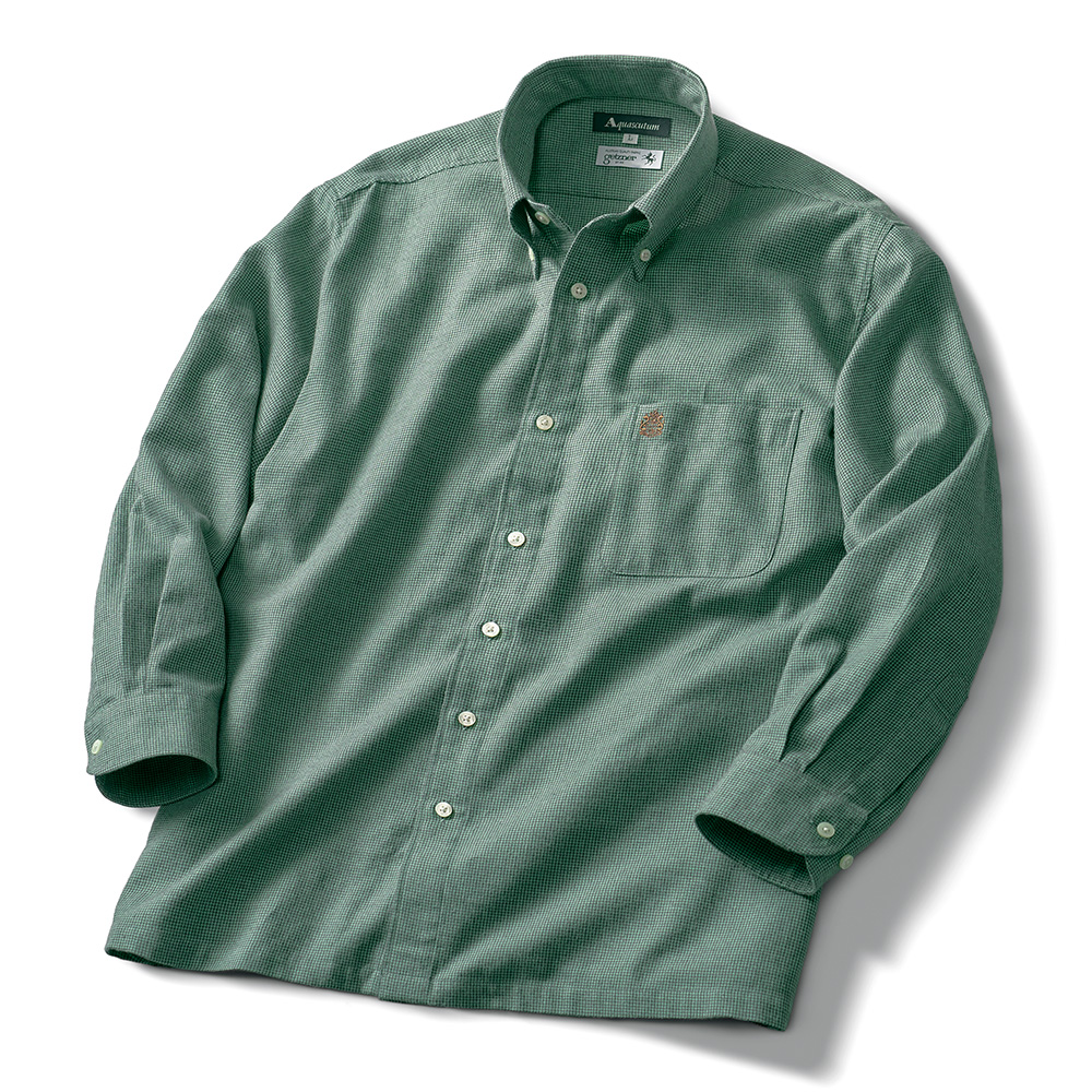 ゲッツナー起毛コットン千鳥チェックシャツ