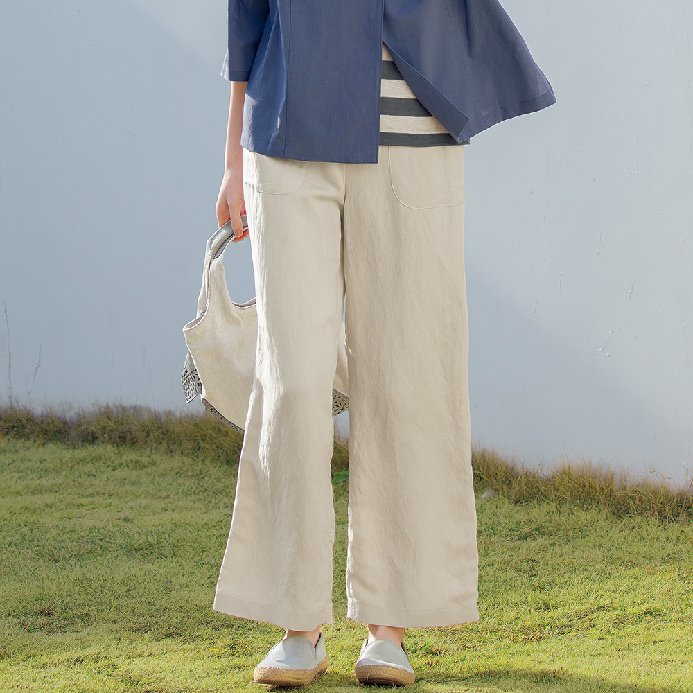 リネン混ストレートパンツ