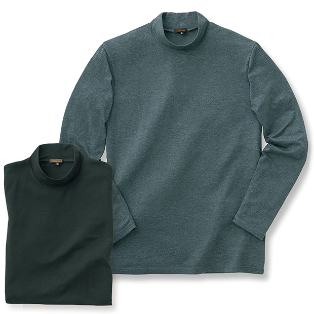 吸湿発熱ハイネックシャツ／2色セット
