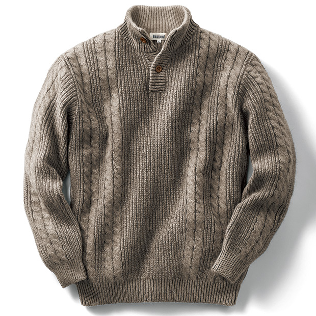 ベビーアルパカ混ケーブル編みセーター