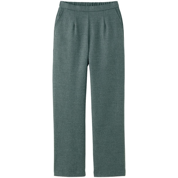 チェック柄・両面起毛ストレートストレッチパンツ