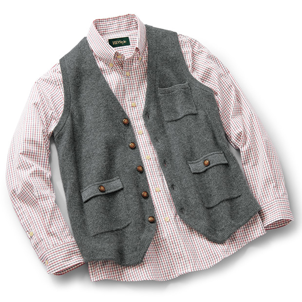 洗えるカシミヤのニットワークベスト