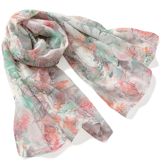 プリント･シルク混ストール