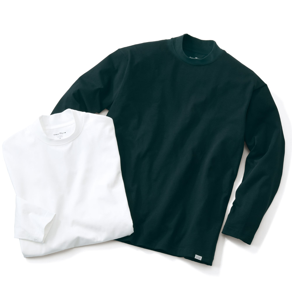 バックハイネック長袖Tシャツ